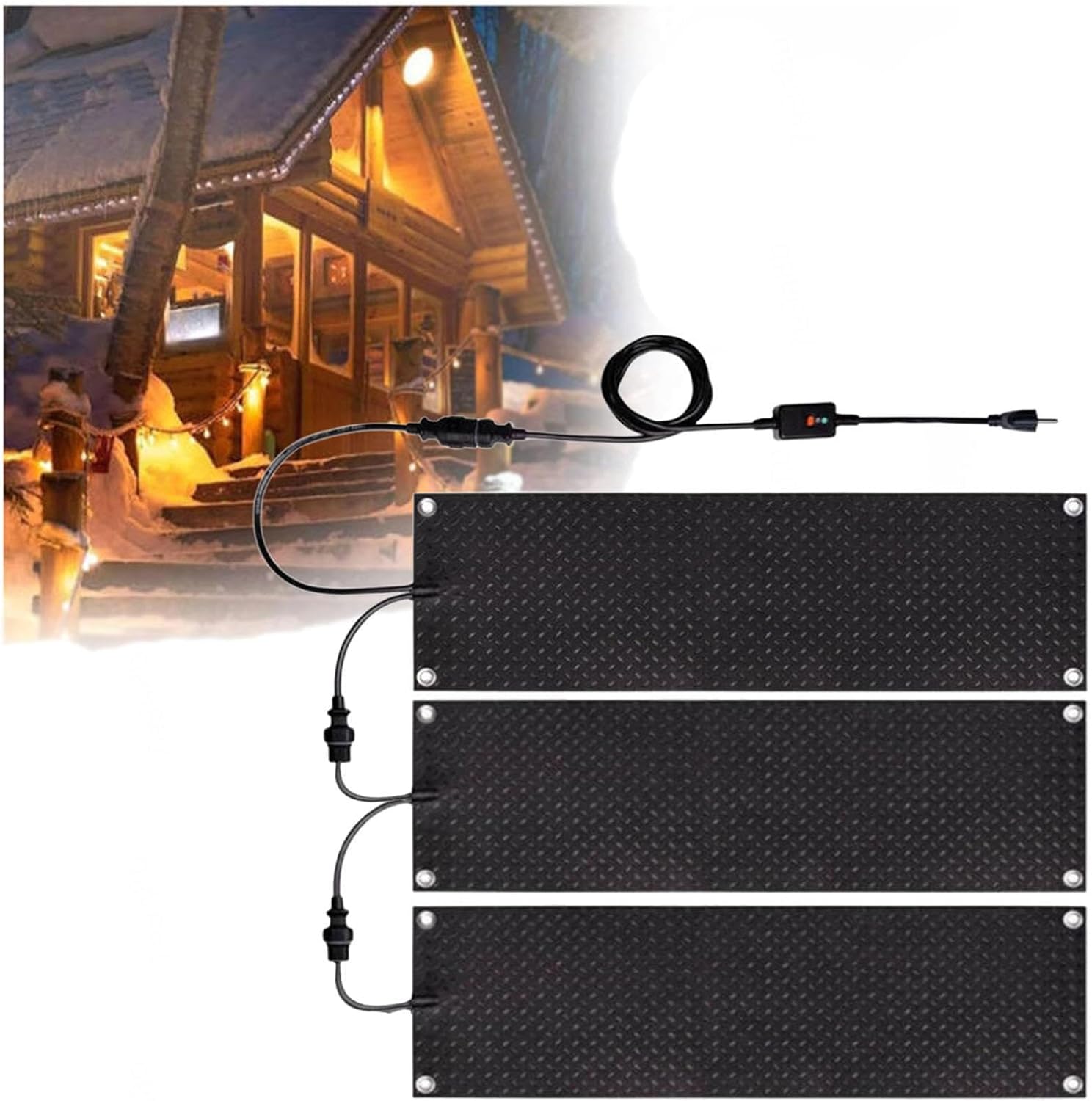 Snow Melting Mats,Non-Slip Heated Walkways Mats,Melting Snow 3'' Deep Per Hour,Ice Melting Mats,Heated Snow Melting Walkway Mat with,2,10 * 30in