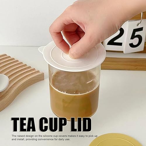 Miniatura 7 de Silicone Lids, Silicone Cup Covers Round Universal Cup Cover 6Pcs Silicone Cup Lid Wine Glass Covers 9.5cm Red Yellow Black White Dark Grey Light