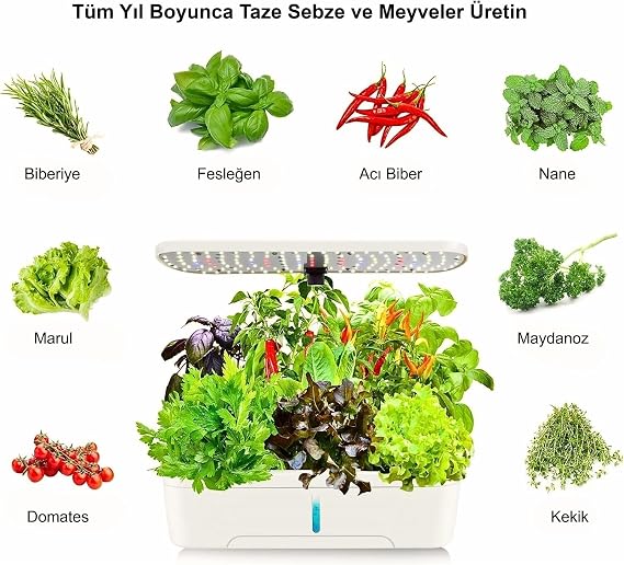 HyMark Hydroponic Hydroponic Hydroponic 12 Compartment Plant Grow Kit 3 Modes 139 LED Full Spectrum Garden Kit
