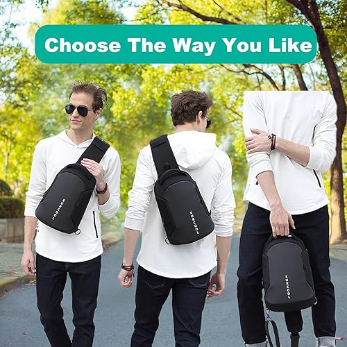 Miniatura 6 de Eurcool Bolsa de hombro para hombre, bolsa de mensajero pequeña, repelente al agua, bolsa cruzada para el pecho, para correr, senderismo, ciclismo