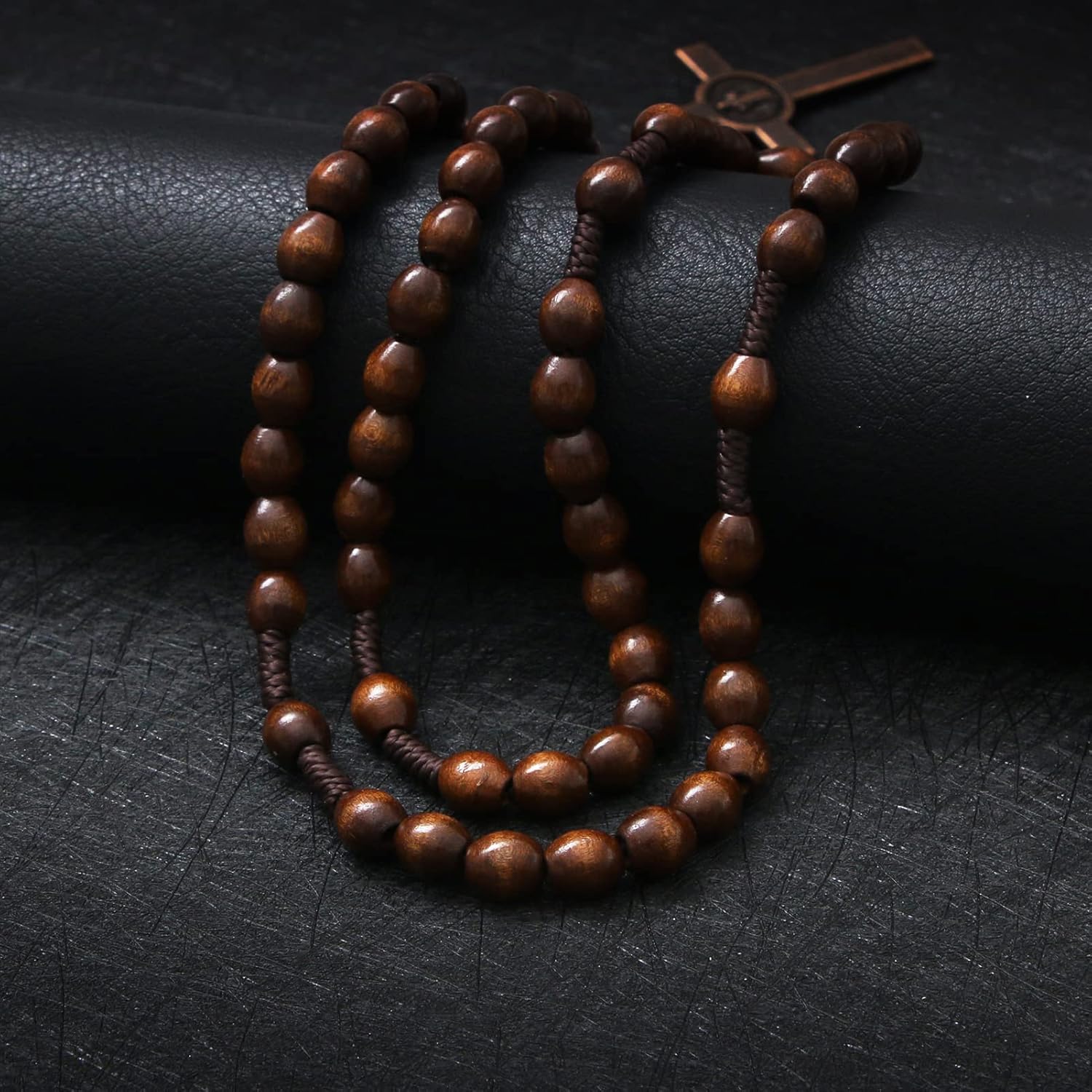 KOMI Handmade Wooden Catholic Rosaries, Rosary Beads Necklace Wood Christian Prayer Beads Catholic Christian Gift - Image 5