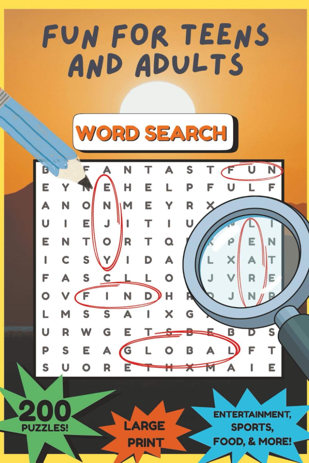 Fun For Adults And Teens Word Search: 200 Themed Puzzles for Brain-Boosting Entertainment and Relaxation