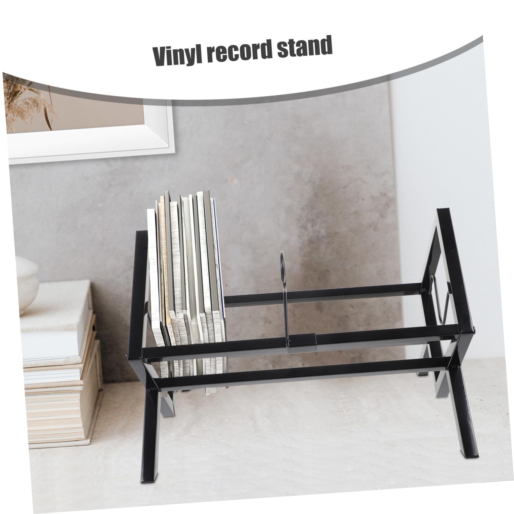 Porta Dischi Vinili da Tavolo Nero in Metallo, Grande Capacità | Espositore Desktop per Cd, Supporto Smontabile, Uso Domestico e Ufficio