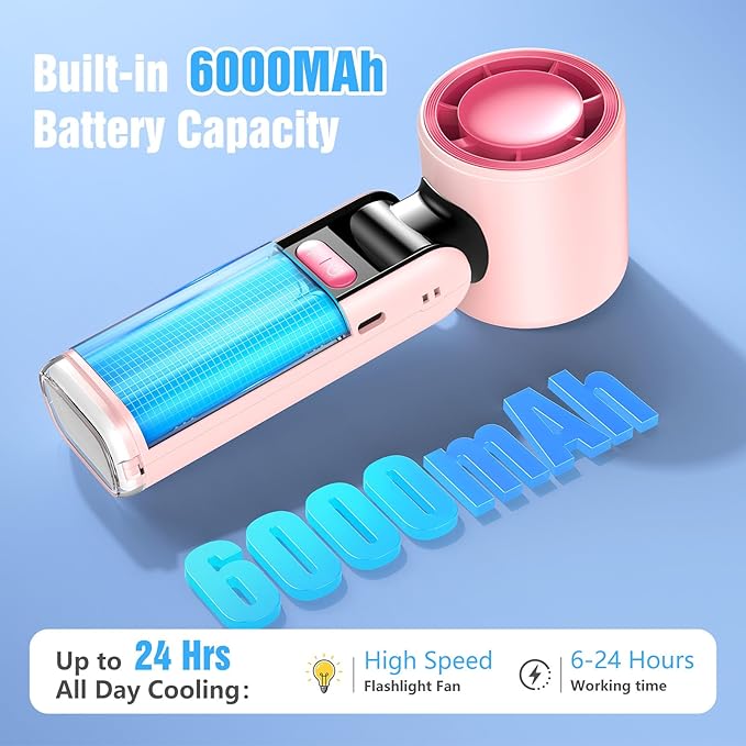 Stay Cool on the Go! ☀️ Portable Handheld Fan with 24hr Battery