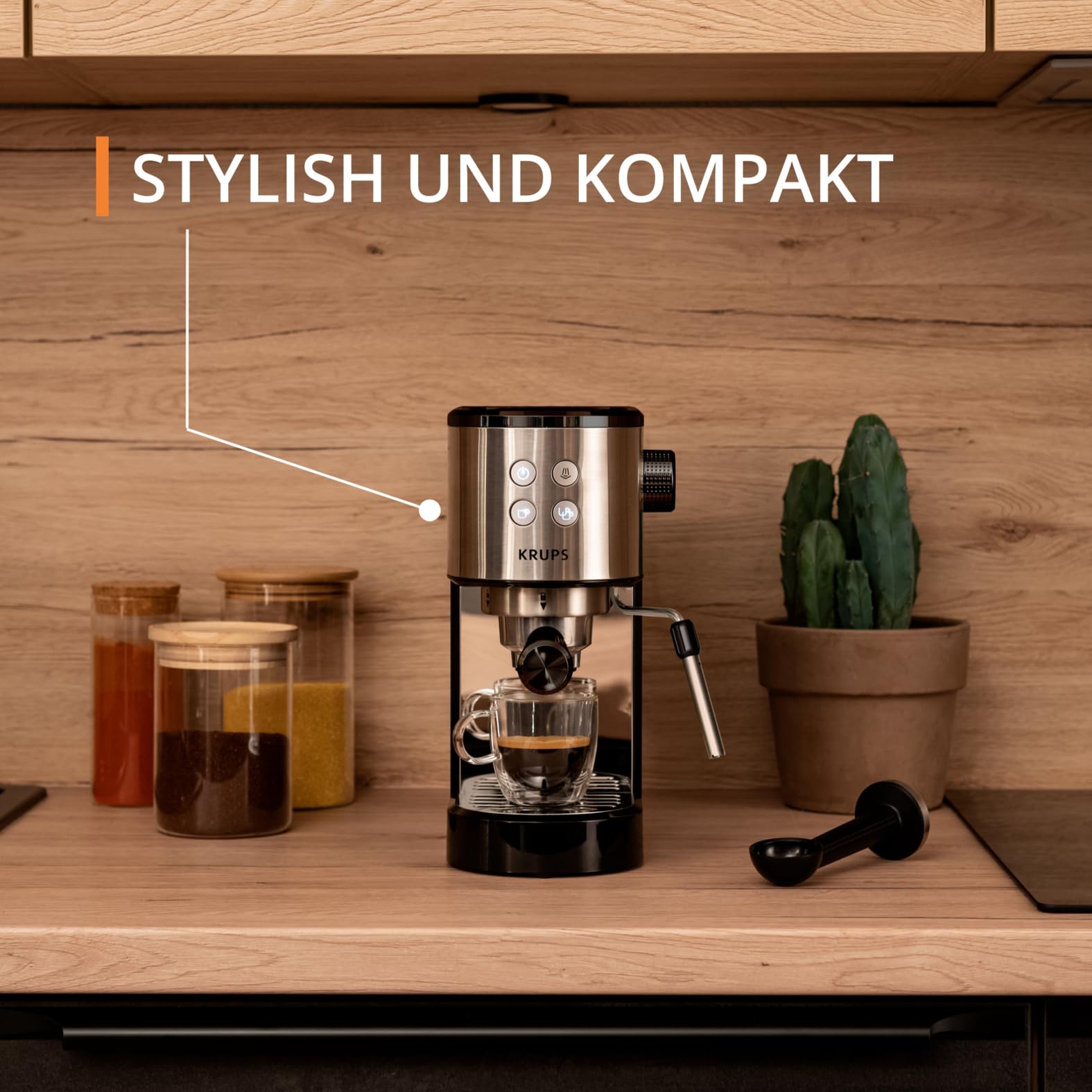 Krups Virtuoso Essential Espresso-Siebträgermaschine, 15 bar, Edelstahl, XP441810