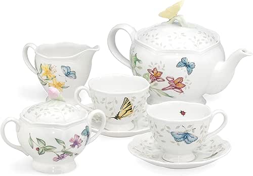 Lenox Butterfly Meadow 8-Piece Tea Set, Service for 2, White