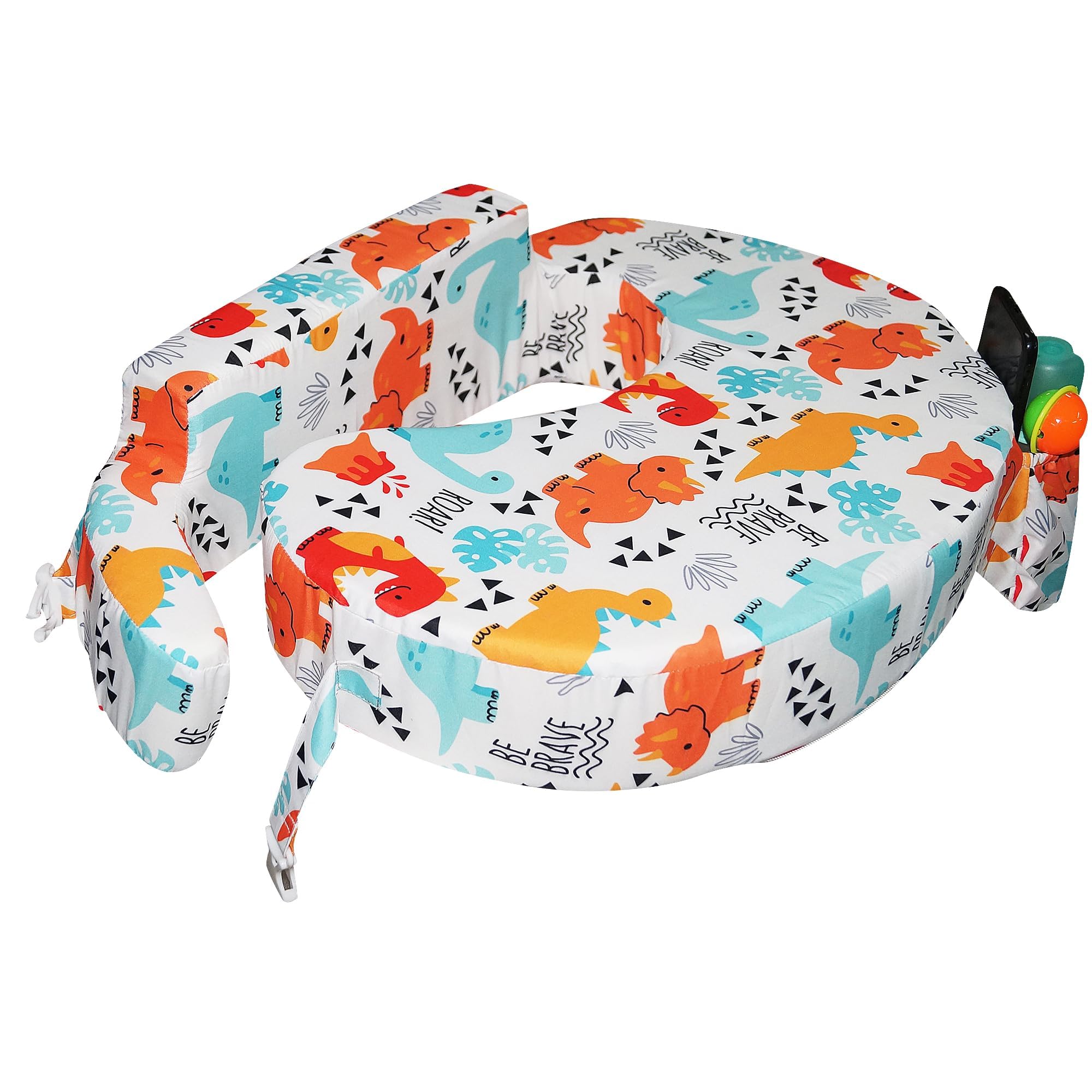 Nursing Pillow For Breastfeeding, Nursing And Posture Support With Pocket And Removable Slipcover Made in Eco Friendly Soft Fabric (Roar New),Multicolored
