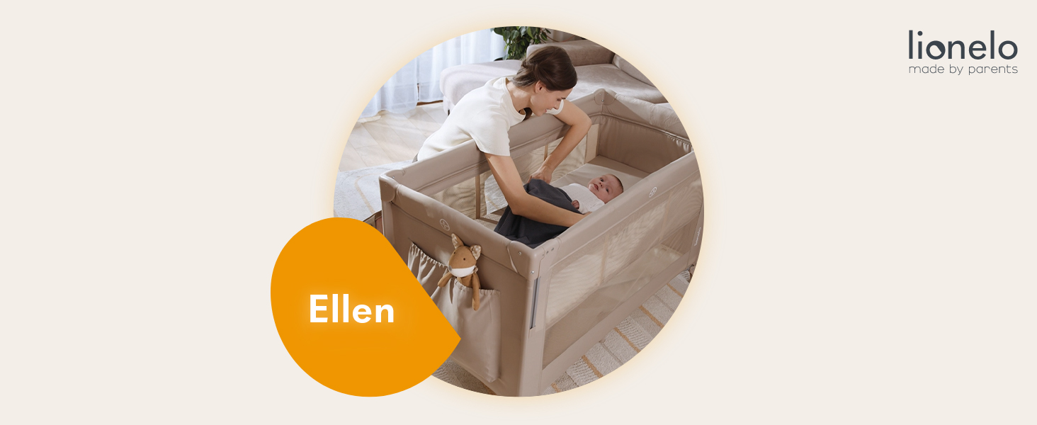 Lionelo Aurora 3in1 Co-sleeper - Babybedje tot 9 kg - Meegroeibed - 4 wielen met rem - Campingbedje