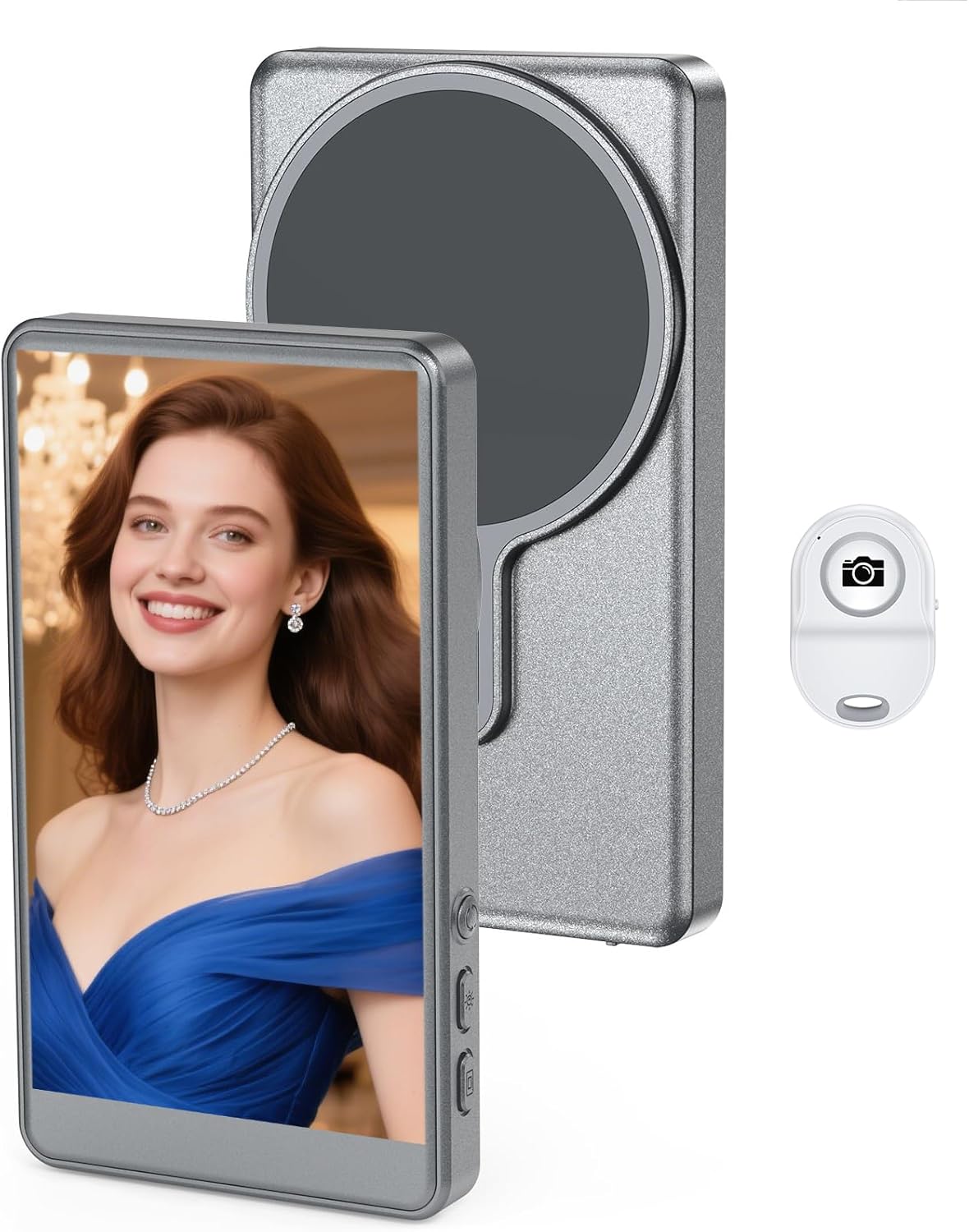 Selfie Monitor Screen for iPhone Magnetic Mount Vlog Live Stream Rear Connection with Remote Control, Compatible with iPhone （Not Support iPhone 17(White)