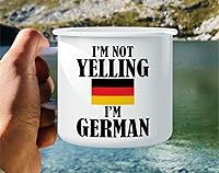 Vista 4 de Retreez Taza de café con texto en inglés "I'm Not Yelling I'm German de 16 onzas" de acero inoxidable esmaltado, para campamento, fogata, sarcasmo