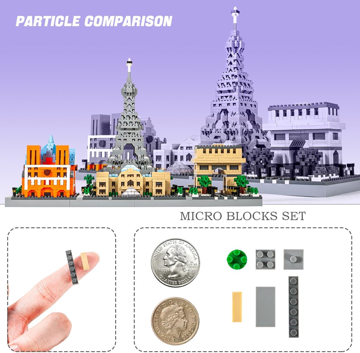 DAHONPA Paris Skyline Architecture Micro Mini Building Blocks Set(2462 Pieces), Gift for Kids and Adults
