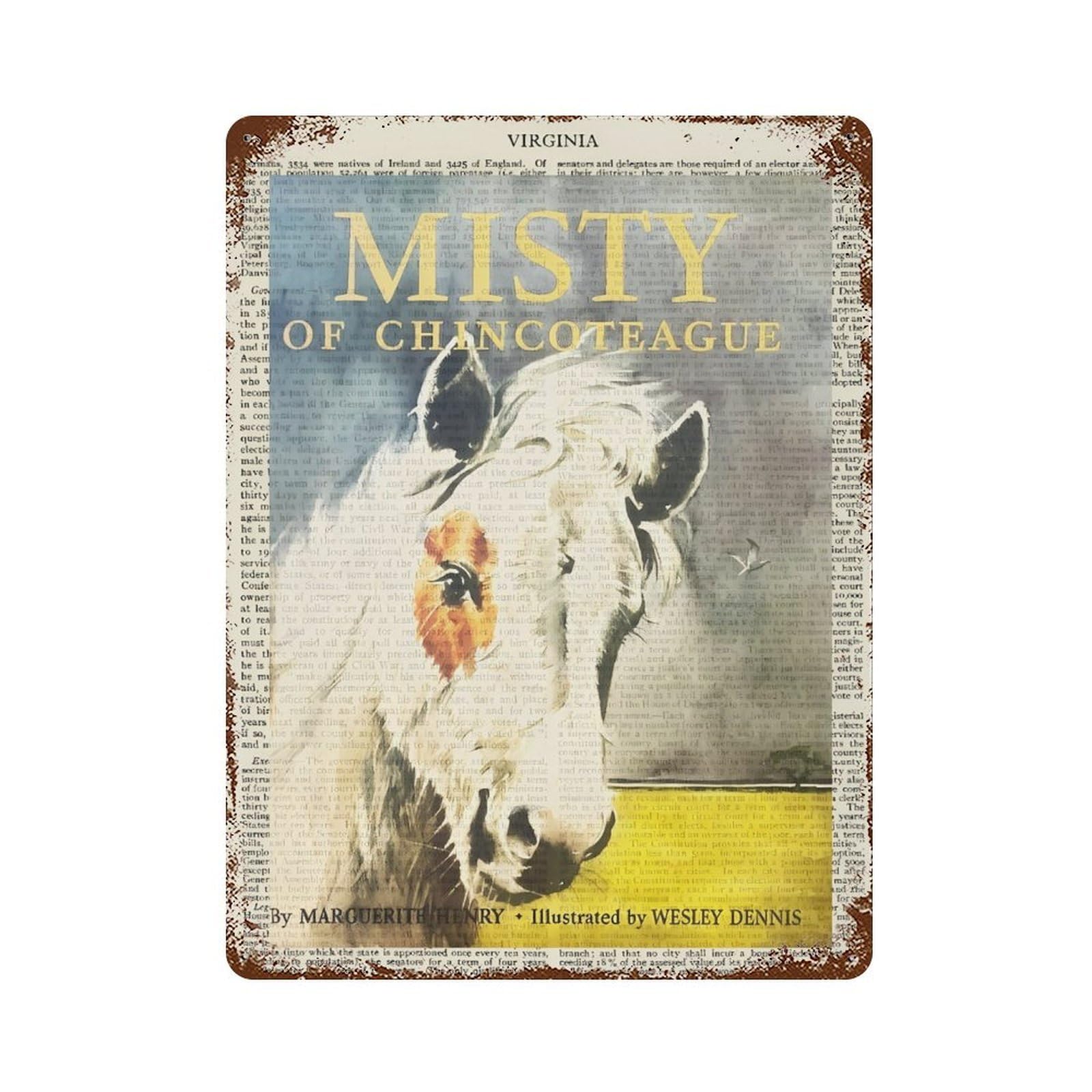 xiaoxiaoshen Marguerite Henry Misty Of Chincoteague Wall Decor Art Metal Tin Poster Modern Home Decor Art Home Bar Shop Decorations Vintage Sign 40x30cm