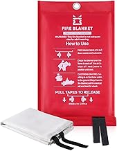 Couvertures Anti-feu Ignifuge pour Maison Cuisine - Couverture d'incendie de Couverture de Secours de Fibre de Verre idéal pour la Fourneau Garage Bureau Camping Caravane Gril 1M x1M (1 Fire Blankets)