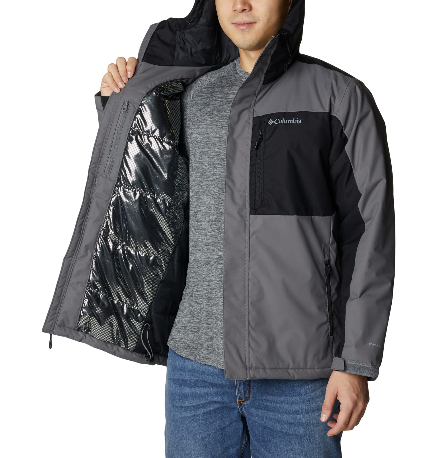 Columbia Men's Tipton Peak II Insulated Jacket, City Grey/Black, Small