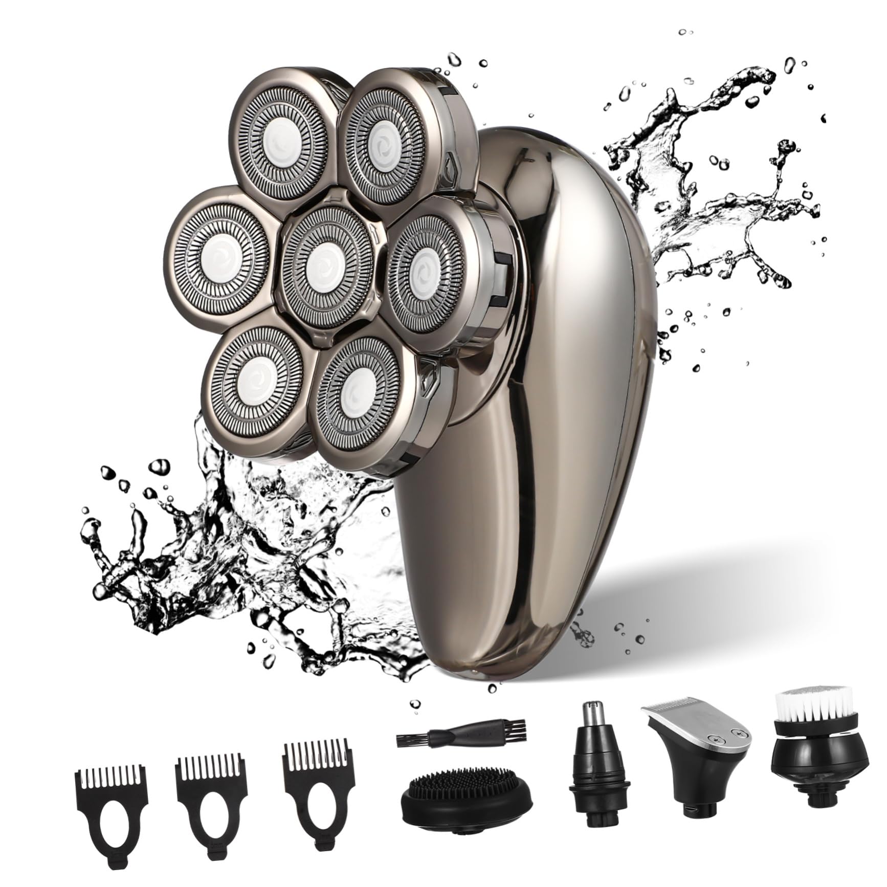 OSOLADY Electric Shaver Razor 7-blade Bald Beard Remover Trimmer Men's Grooming Kit