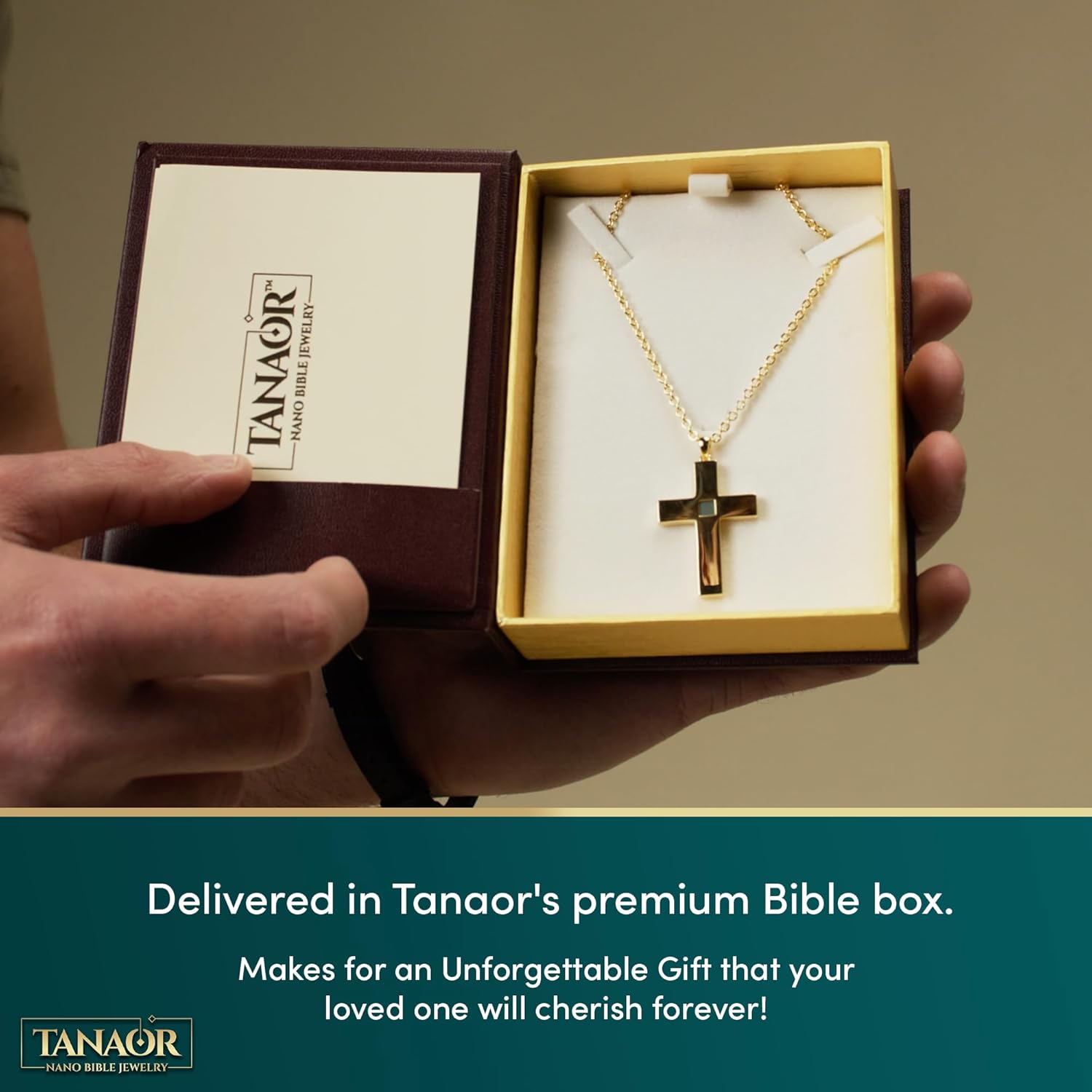 TANAOR Men's Nano Bible Cross Pendant Necklace