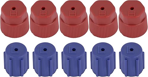 Miniatura 7 de BASIKER R134a Tapas AC 13mm y 16mm para Puerto de Carga del Sistema de Aire Acondicionado del Coche, 5 Piezas Rojas Altas y 5 Piezas Azules Bajas
