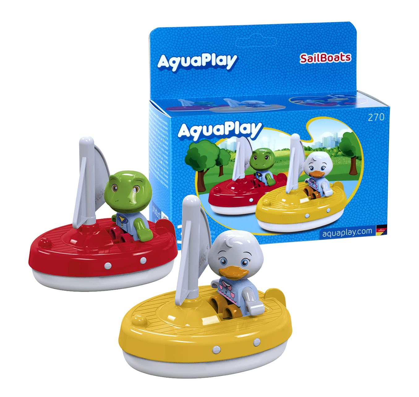 AquaPlay 8700000270 - 2 żaglówki + 2 figurki – akcesoria do torów wodnych AquaPlay lub wanny, 2 żaglówki i Nils i Lotta, dla dzieci od 3 lat