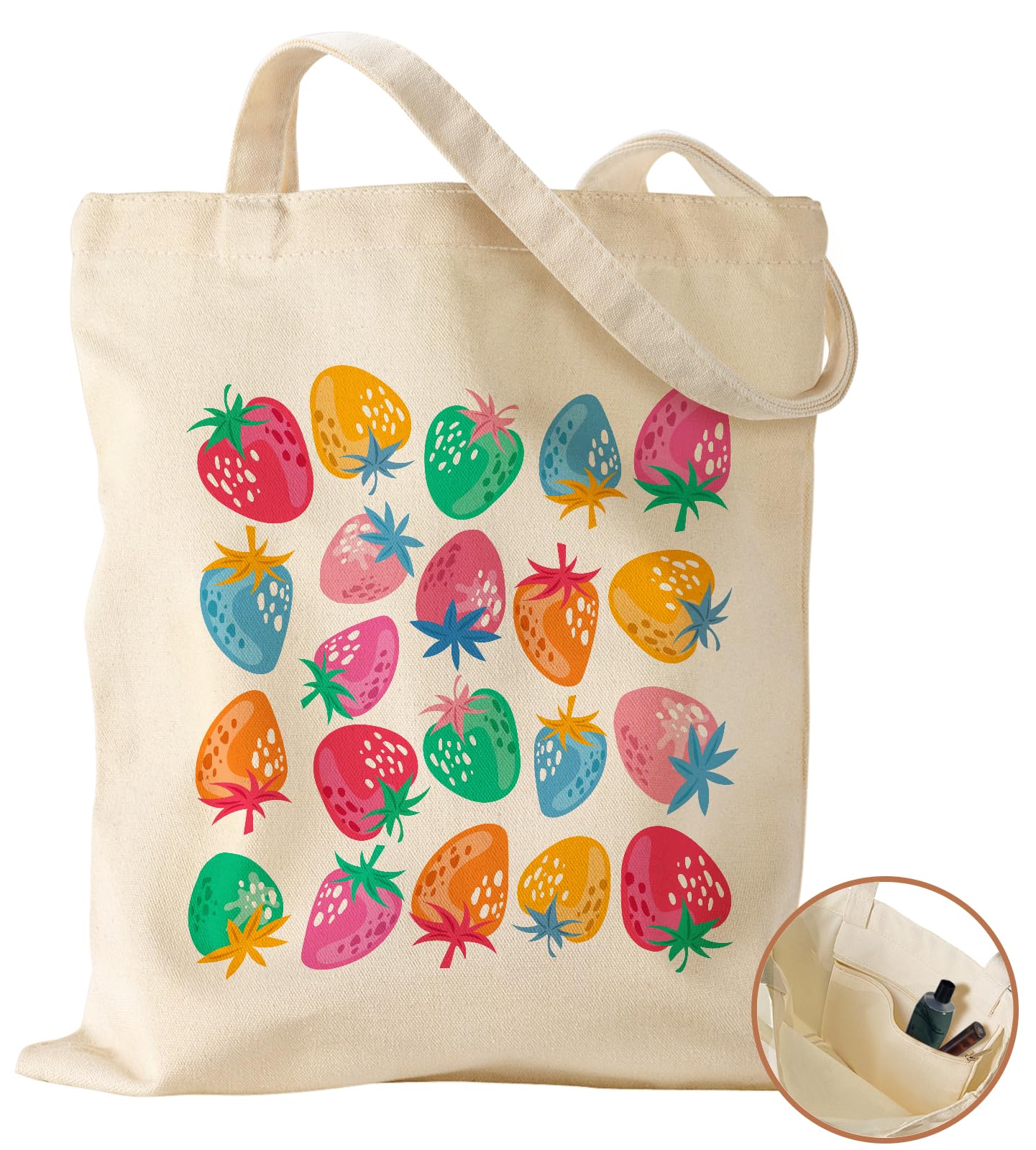 Miss Adola Aesthetic Canvas Tote Bag with Inner Pocket for Women, Cloth Cotton Totes Bag with Pattern for Shopping, Gym