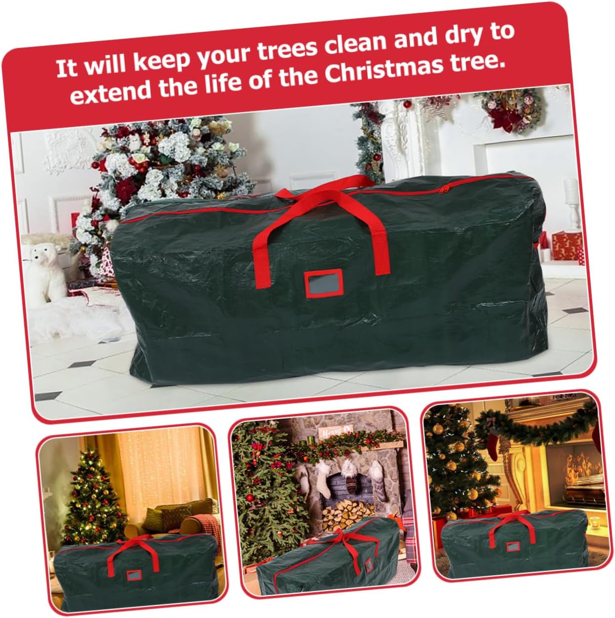 Christmas Tree Storage Bag Waterproof Zippered Tree Pouch 165x38x76cm Green Dustproof Carrier for Artificial Organization