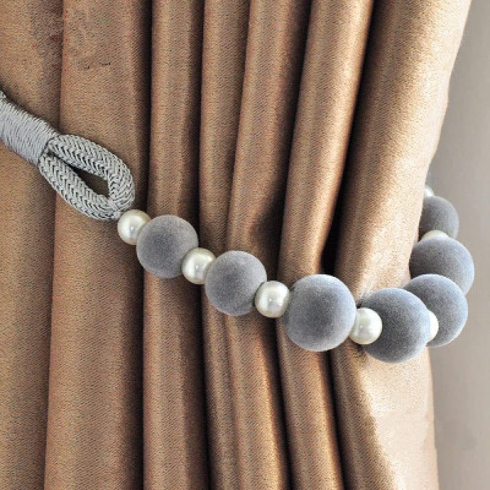 LIJUCAI 2 pièces/Ensemble embrasses pour Rideaux Corde embrasses pour Rideaux en Velours Perle Rideau décor Accessoires Clips Porte-Rideaux pour drapé, 4