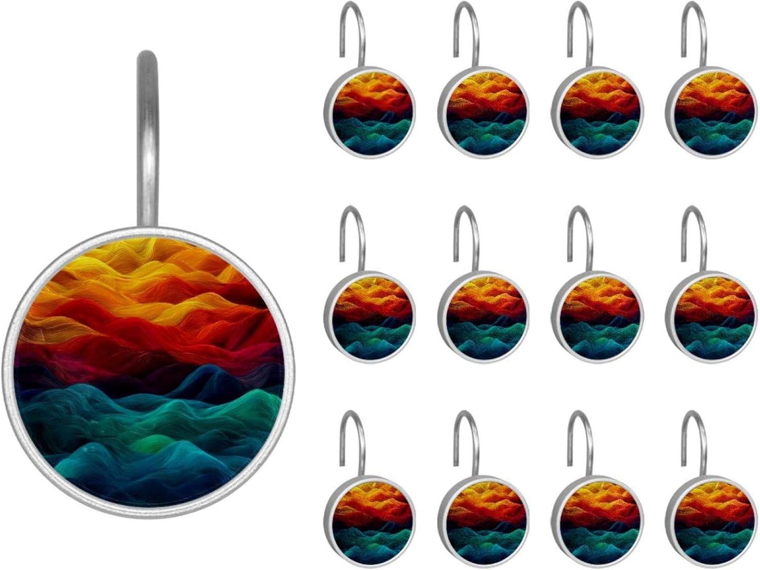 Set of 12 Crow (8) Shower Curtain Hooks, Stainless Steel Rust-Resistant Decorative Hanger Rings