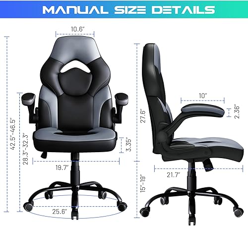 Miniatura 3 de Silla de juegos de oficina con reposabrazos abatibles silla ergonómica de juegos de computadora de cuero unido silla de escritorio giratoria de
