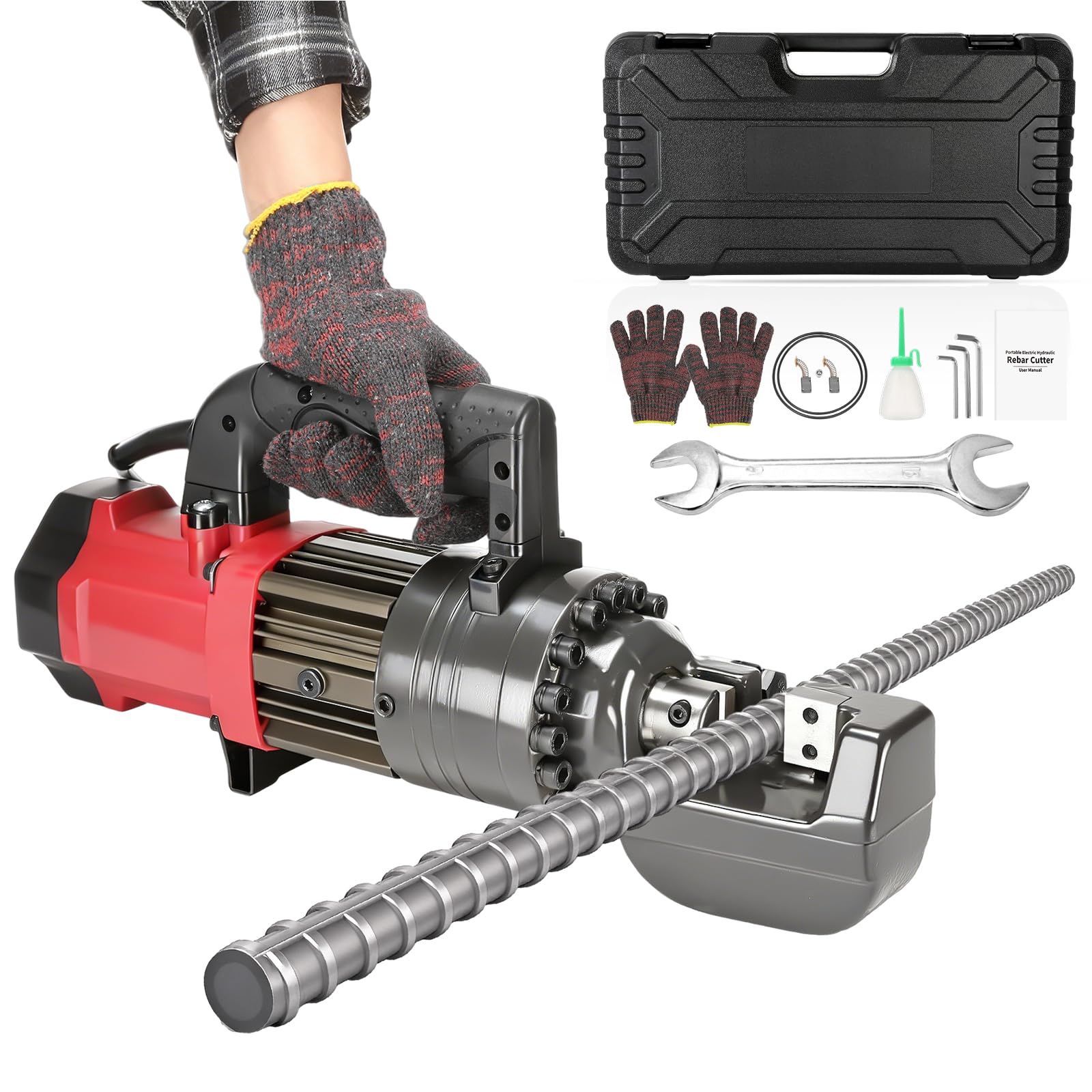 Elektryczny hydrauliczny nóż do prętów zbrojeniowych 7/20.3 cm 1400 W, przenośny nóż do prętów zbrojeniowych 3-4s prędkość cięcia 4-22 mm #7 3/20.3 cm 5/20.3 cm do 2.2 cm Rebar / Stal, RC-22, z łatwym