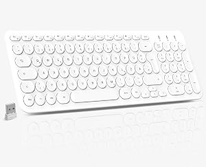 cimetech Wireless Keyboard, Ultraslim German QWERTZ Layout Rechargeable USB Connection 2.4 GHz Wireless Keyboard with Multimedia Keys, Compatible with PC, Computer, Notebook, Laptop, Windows