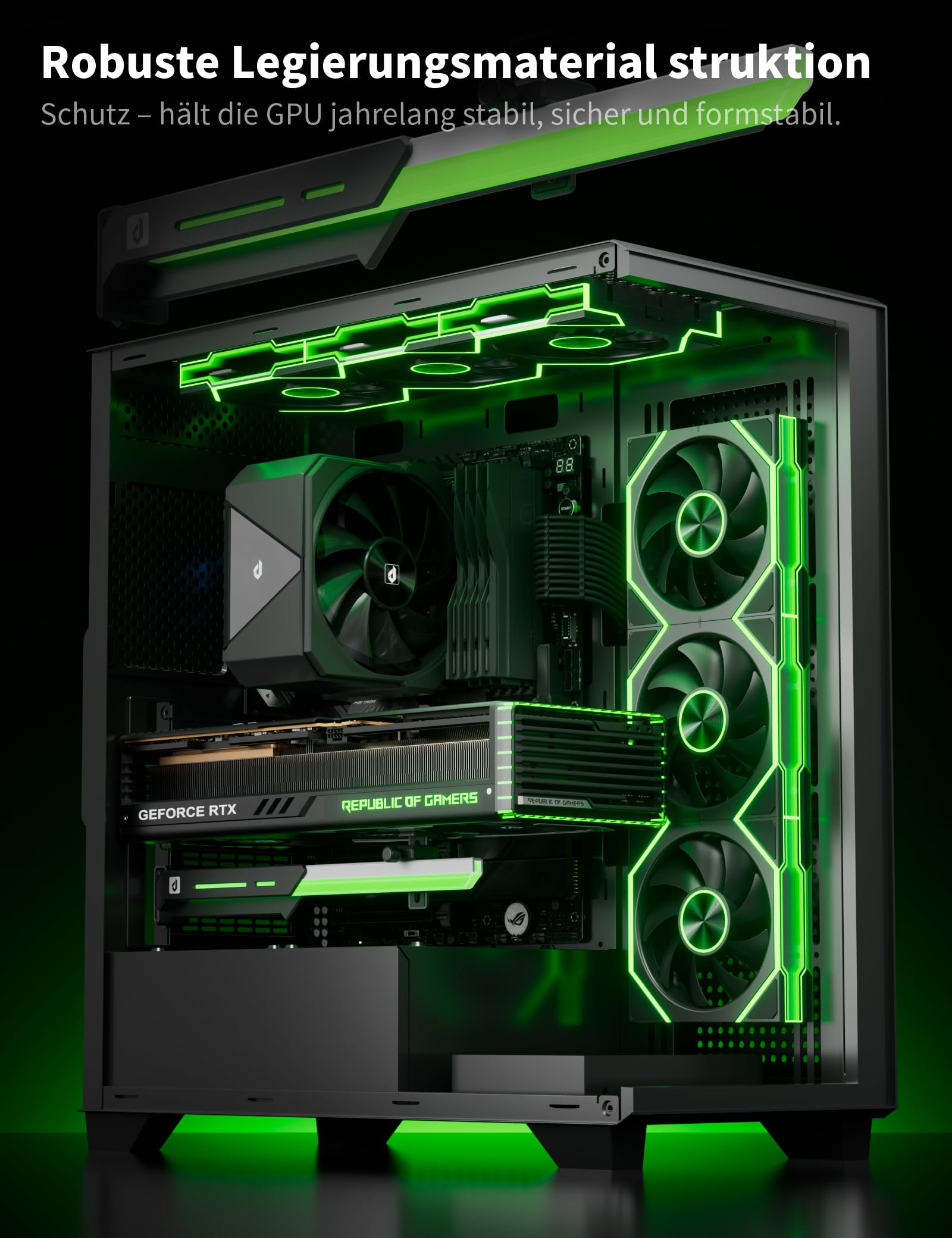 upHere ARGB Supporto per schede grafiche, supporto GPU in lega di zinco, 5 V ARGB Sync & Daisy Chain, regolabile in altezza, impedisce la GPU, compatibile con RTX 40/50 & RX 7000/9000 Serie-CMGL7KC