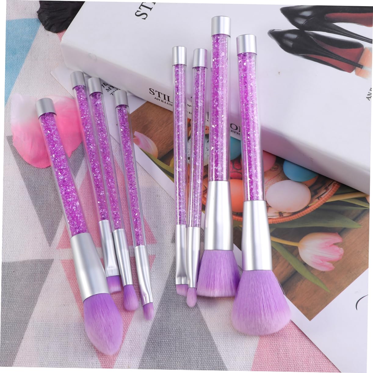 Housoutil Pièces pinceaux maquillages pinceau de maquillage pour femme pinceau à poudre pinceau cosmétique pinceau de maquillage professionnel cristal Positionner Peinture Violet