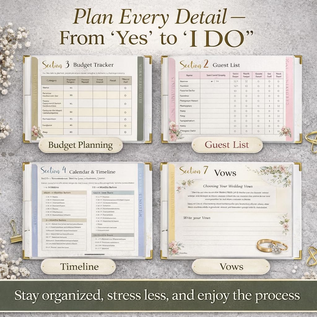 Wedding Planner Book and Organizer for Bride and Groom - Engagement Gift, Wedding Planner with Checklist, Timelines, & Budget Tracker - Includes Free QR Code for Exclusive Digital Tools.