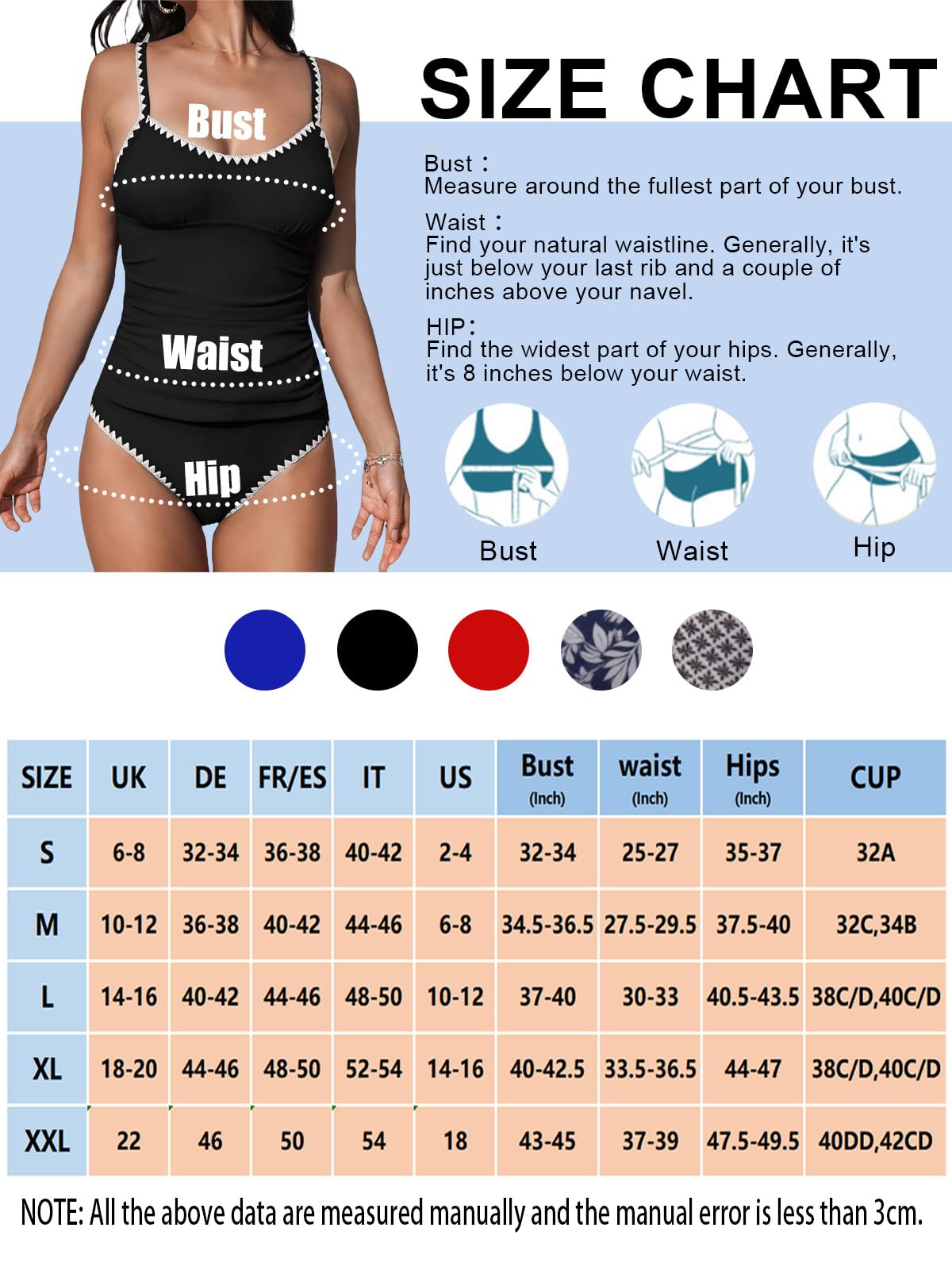Bañadores Mujer 2 Piezas Tankini Push up Cuello en V Talle Alto Conjunto