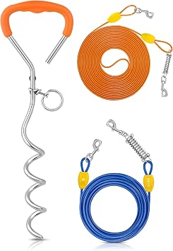 Petbobi Dog Tie-Out Cable & Stake 20ft and Dog Cable 20ft Bundle