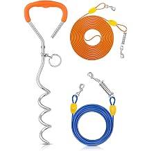 Petbobi Dog Tie-Out Cable & Stake 20ft and Dog Cable 20ft Bundle