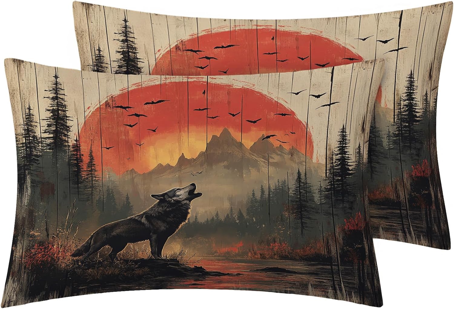 Bald Eagle Pillowcase for Room Decor & Gift, Hunting Pillow Cases Queen Size Set of 2, Nature Scene Printed Bed Pillow Covers with Zipper, Cozy Microfiber