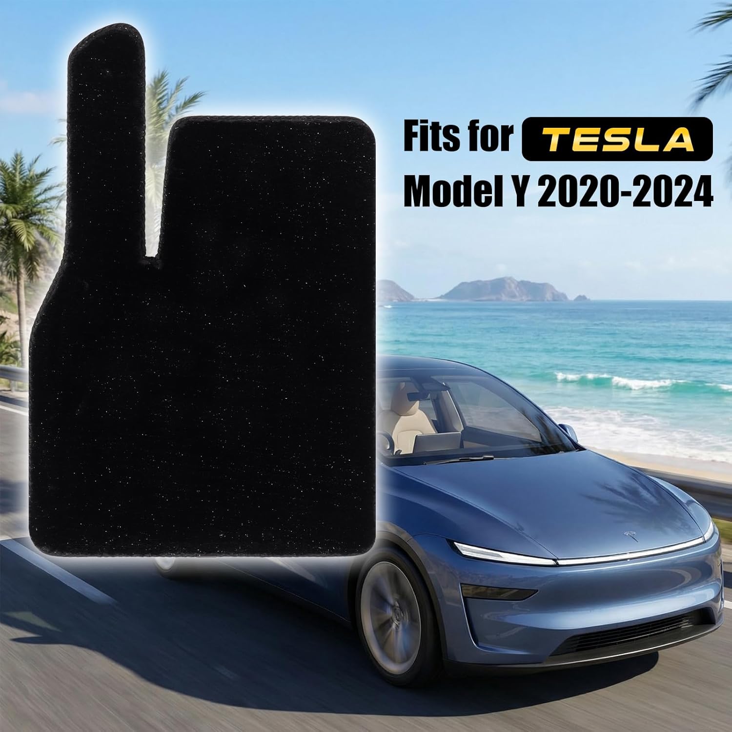 Floor Mats Fits for 2020 2021 2022 2023 2024 Tesla Model Y Juniper, 3PCS 0.6" Thick Waterproof Anti-Slip Car Accessories, Luxury Plush Bling Odorless Floor Mats for 5-Seater, Noise-Reducing