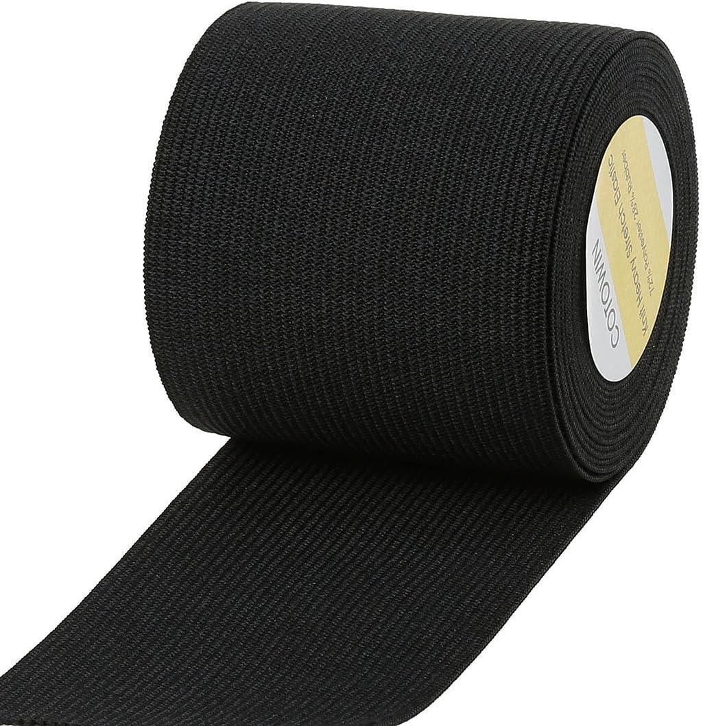 COTOWIN 2.5-Inch Black Knit Heavy Stretch High Elasticity Elastic Band 4 Yards