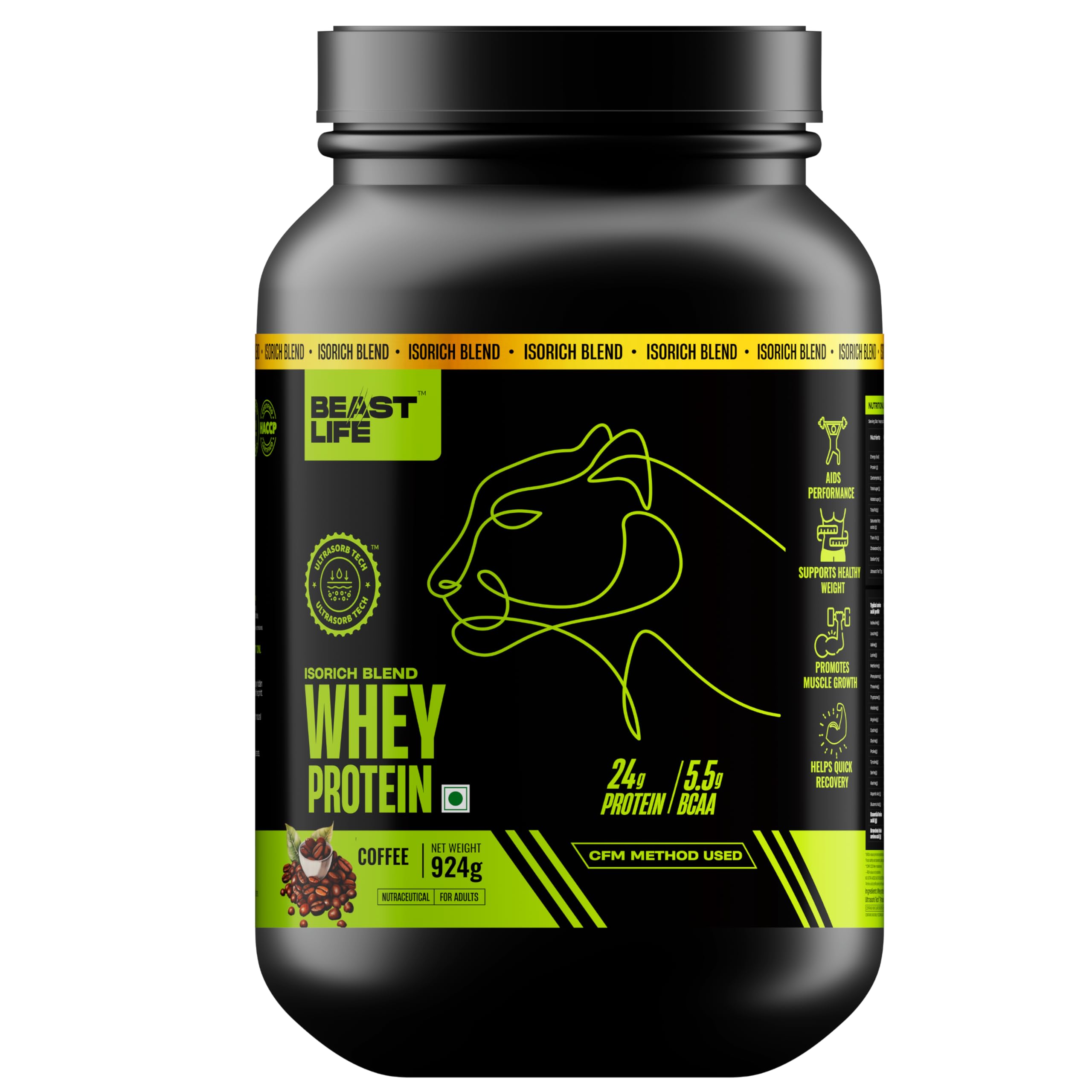 BeastLife Isorich Whey Protein Isolate Powder |2 Lbs | Coffee Flavor | Fast Muscle Growth & Recovery| No Artificial Sweeteners| Ultrasorb Tech For Fast Digestion|NABL Lab Certified | 24g Protein, 5.3g BCAA | No Bloating-image-34