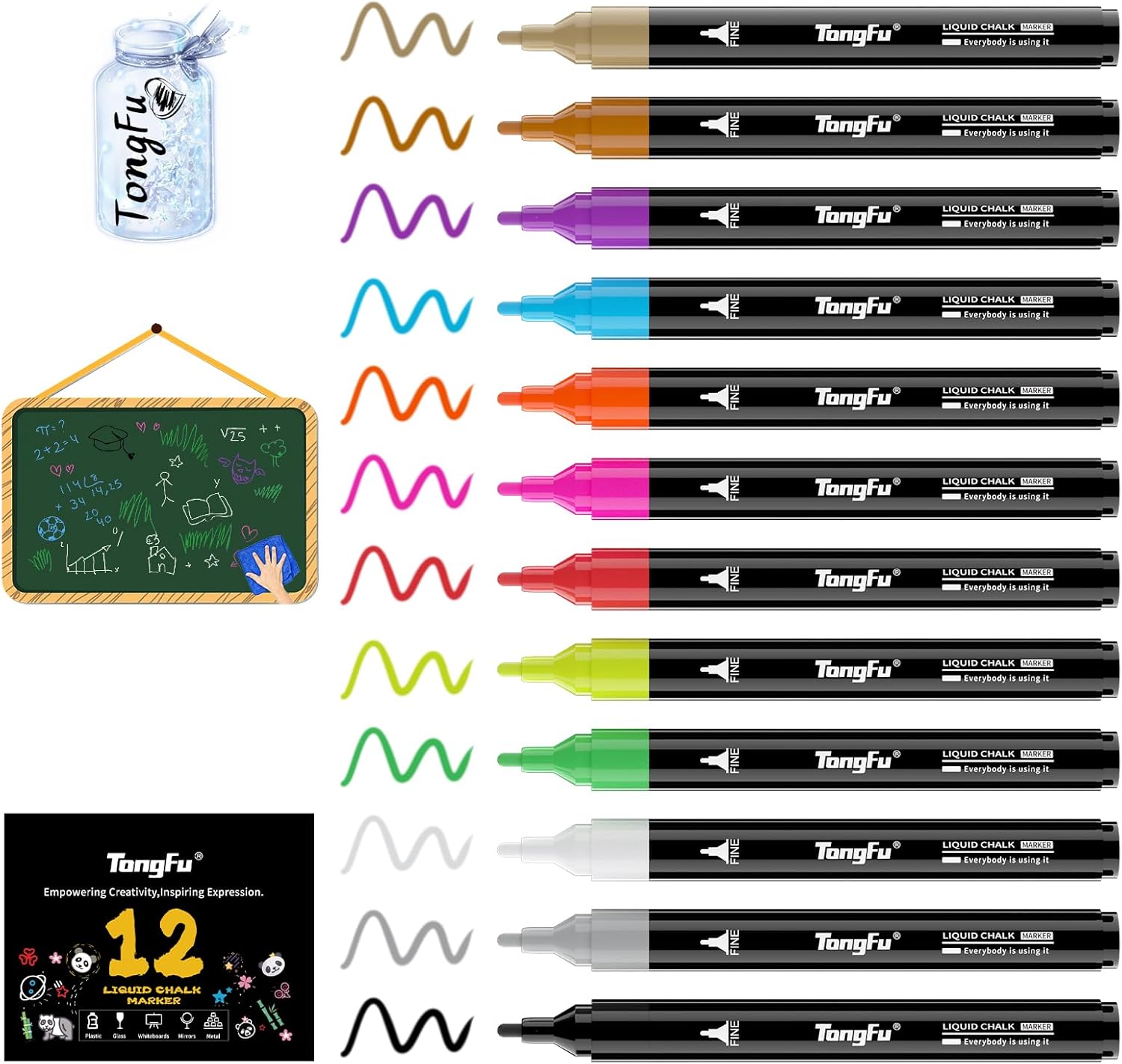 Pennarelli Gesso Liquido Cancellabili - Set Da 8 Colorati Per Vetro E Lavagne, Punta 6mm