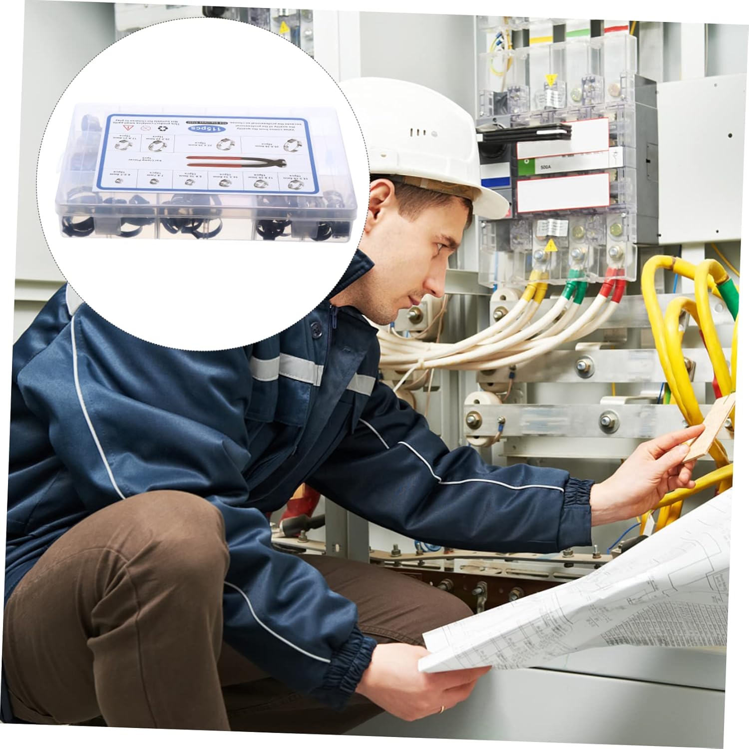 115Pcs Stainless Steel Gas Hose Clips with Plier Salt Resistant and Oil Clamps for Reliable Indoor and Outdoor Use Design