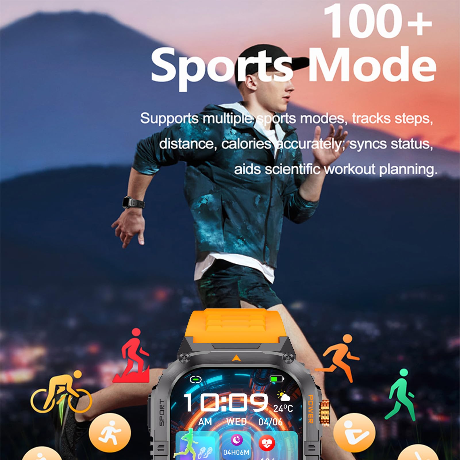 Reloj Inteligente de Fitness para Hombre, Pantalla de 2,0 Pulgadas
