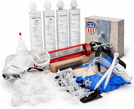 10 Fast Set Concrete Foundation Crack Repair Kit-Hydra Stop 300 Injection System, Polyurethane Concrete Crack Repair, Basement Wall Leak Sealant & Foundation Concrete Filler, Tough Waterproof Seal