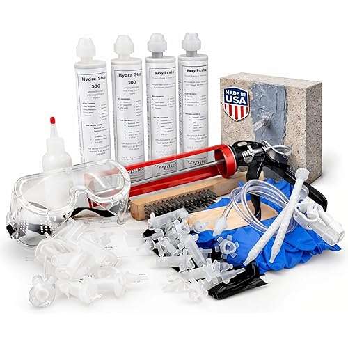 10′ Fast Set Concrete Foundation Crack Repair Kit-Hydra Stop 300 Injection System, Polyurethane Concrete Crack Repair, Basement Wall Leak Sealant & Foundation Concrete Filler, Tough Waterproof Seal