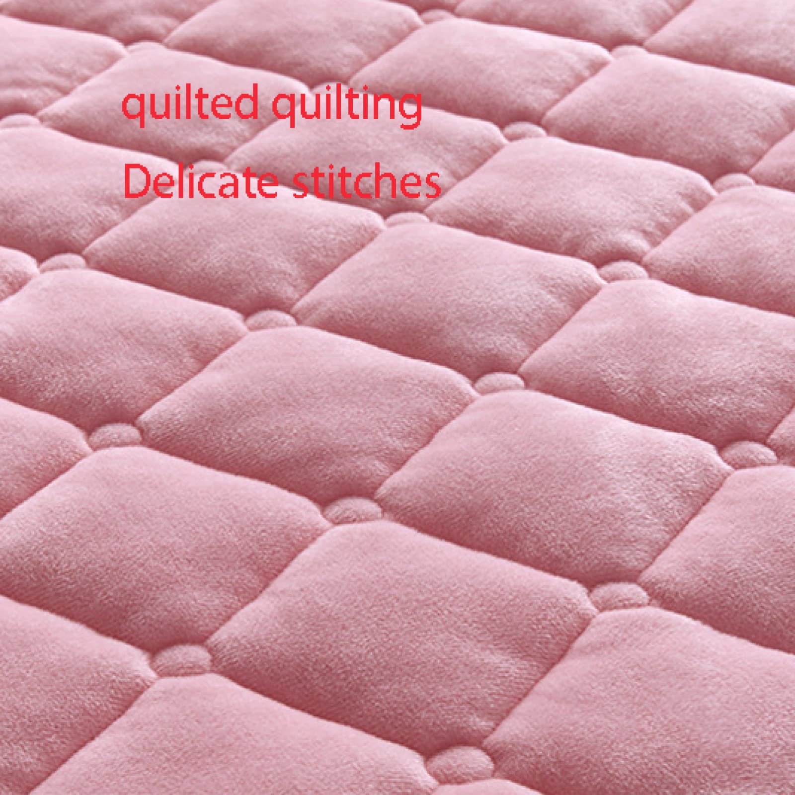 Sábanas bajeras de colchón con esquinas elásticas, para otoño e invierno, terciopelo de cristal acolchado grueso, color sólido, protector de colchón de bolsillo profundo, rosa, 180 x 200 cm + 25 cm (3