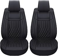 Vista 8 de Aierxuan - Juego de 2 fundas de asiento de automóvil para la parte delantera con cuero impermeable, compatible con bolsa de aire, funda acolchada