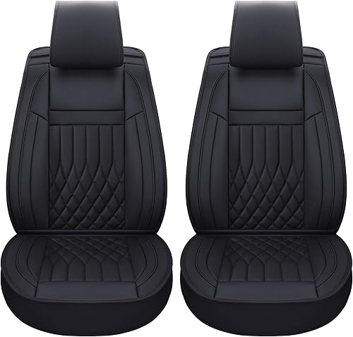 Miniatura 8 de Aierxuan - Juego de 2 fundas de asiento de automóvil para la parte delantera con cuero impermeable, compatible con bolsa de aire, funda acolchada