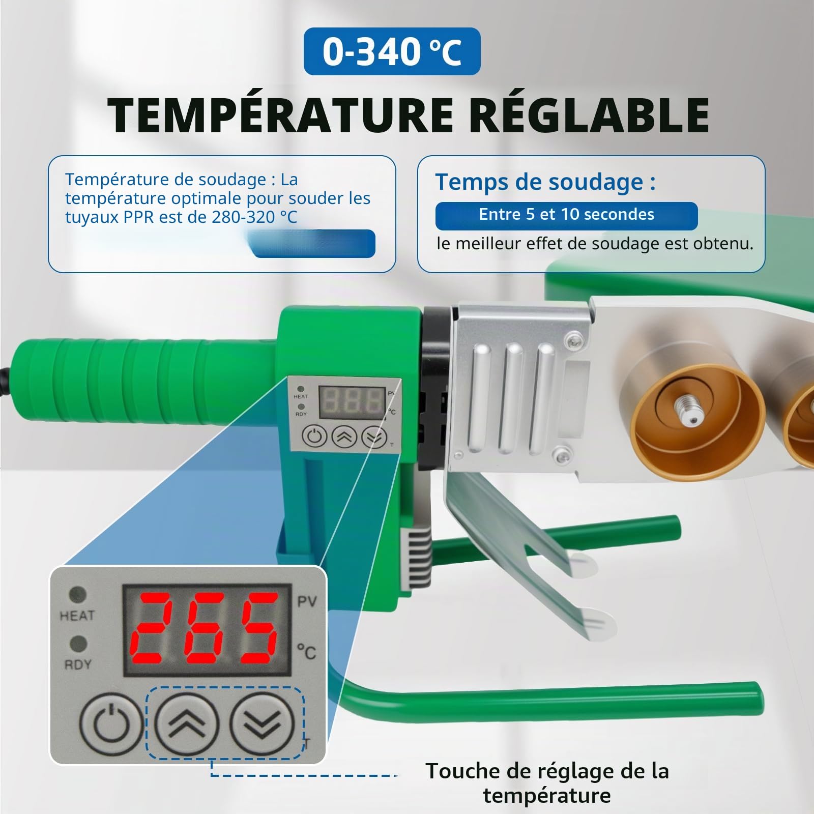 Poste à souder des manchons 2000 W - Avec affichage numérique - Poste à souder en plastique (20-25-32-40-50-63 mm) - Pour raccords de tuyaux stables et durables