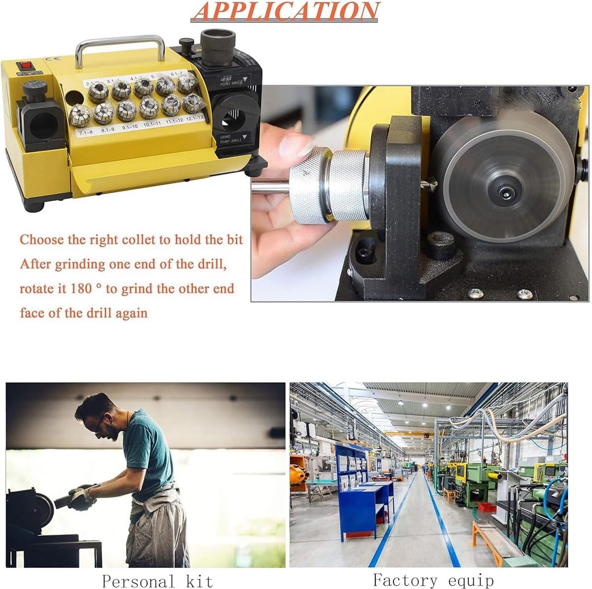 Portable Drill Bits Sharpener,3-13mm Portable Multipurpose Drill Bit Grinding Machine with 11 Collets,Electric Drill Bit Sharpener,Adjustable Angles from 95°-135° CBN Wheel,for Hss