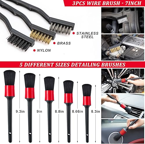 Miniatura 6 de Kit de limpieza de lavado de autos de 46 piezas con pistola de espuma, cepillos de detalles, cubo plegable al vacío, herramienta de limpieza de